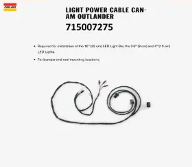 718007275 Can-am 715007275 Outlander Light Power Cable Kit For 10 Inch Lightbar/4 Lights-