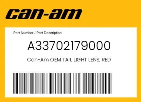 A33702179000 Can-am Genuine Tail Light Lens Red -