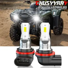 Chusyyray 379823207409 For 93-2018 Polaris Ranger Headlight 700 80w Rzr 500 800 900 White Led Bulbs