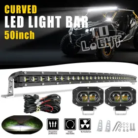 9610g-tj-c Colight 914z-ss For Can-am Maverick X3 Rr Xds 4x4 Roof 50 Inch Slim Curved Led Light Bar 2x 4 Pods
