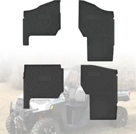 H00-0037 Cpowace Utv Front And Rear Floor Mats For 2019-2023 Polaris Ranger Crew Xp 1000 Tpe Rubber