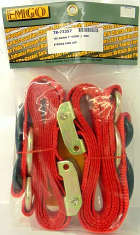 78-73357 Emgo Motorcycle Atv Quick Pull Tie Down Straps 1 Inch X66 1x66 Pair Red