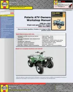 9910-h700398-atv Haynes Repair Manual For 2002 Polaris Magnum 500 Rmk Atv