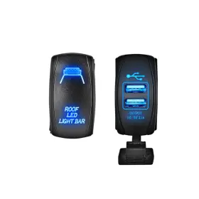 He-70204008 He 70204011 2pcs Rocker Switch Roof Led Light Usb Power Charger For Offroad Truck Atv Utv