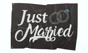 135mdd Highviz Flag Co Driver Medium Single Side Universal Just Married Whip Atv