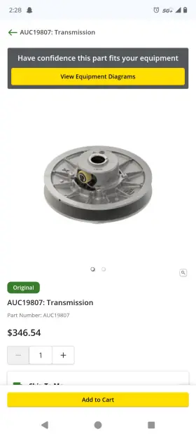 Auc19807 John Deere Gator Secondary Clutch