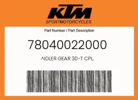 78040022000 Ktm Genuine Idler Gear 30-t Cpl. -