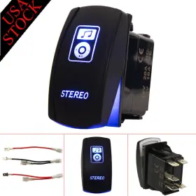 Ls083701 Mictuning 5pin Rocker Switch Indicator Bule Led Stereo For Utv Truck Polaris Rzr Xp 900 Rv
