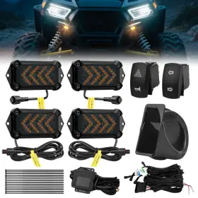 Mic-09-149 Mictuning Utv Turn Signal Kit With 110d Horn Street Legal Rectangle For Polaris Ranger Rzr X3