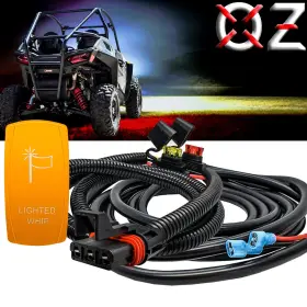 Wh-10069 Oz-usa Lighted Whip On/off Yellow Rocker Switch Pulse Power Busbar Plug Wiring Harness