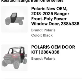 2884338 Polaris New Oem 2018-2025 Ranger Front-poly Power Window Door