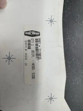 7178016 Polaris Oem Decal Hood Side White Lh. 2012 Ranger 800 Eps 2013 Efi