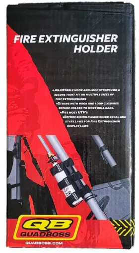 Qbfe-1 Quadboss Fire Extinguisher Holder For Atv Utv Roll Cages Heavy-duty And Adjustable