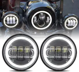 Songzhihao 716852114214 1 Pair 4.5-inch Led Fog Lights With Angel Eyes Motorcycle Passing Silver
