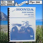 Honda Shop Manual 1984 ATC200ES Big Red 244 Pages New. Price: $28.99.