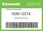 Kawasaki Genuine Gasket,plug Hole 11061-0374 New. Price: $19.31.