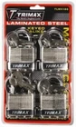 Trimax TLM100 Keyed Alike Laminated Padlocks - Set Of 4 New. Price: $38.99.