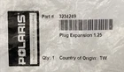 New Genuine Polaris 3234249 Expansion Plug 1.25. Price: $16.09.