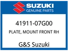 Suzuki Oem Part 41911-07G00 Plate, Mount Front Rh New. Price: $45.99.