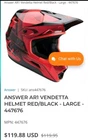Answer AR1 Vendetta Helmet Large New. Price: $80.00.