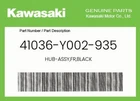 Kawasaki Genuine Hub-assy,fr,black 41036-Y002-935 New. Price: $64.12.