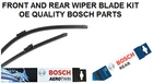 Honda Jazz Front And Rear Windscreen Wiper Blade Set 2015 Onwards Bosch Aerotwin New. Price: $38.94.