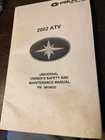 Polaris 2002 Owners Manual, 9916632, New With Water Stain On Cover. Price: $16.50.