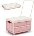 Foldable Storage Bins With Lids & Wheels - Collapsible Utility Cart For All Need New. Price: $55.99.