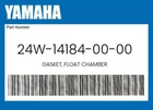 Yamaha Genuine Gasket, Float Chamber 24W-14184-00-00 New. Price: $22.24.