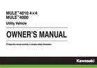 Kawasaki Owners Manual Book 2015 Mule 4010 4X4 New. Price: $19.50.