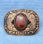 Western Scroll Belt Buckle Red Fire Agate Mount Cowboy Cowgirl Vtg 80S .TYC607 Pre-owned. Price: $25.99.