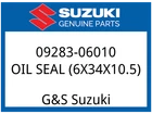 Suzuki Oem Part 09283-06010 Seal,oil (6X34X10.5) New. Price: $18.00.