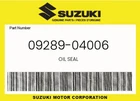 Suzuki Genuine Oil Seal 09289-04006 New. Price: $11.77.