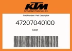 Ktm Genuine Seat - 47207040100 New. Price: $126.68.